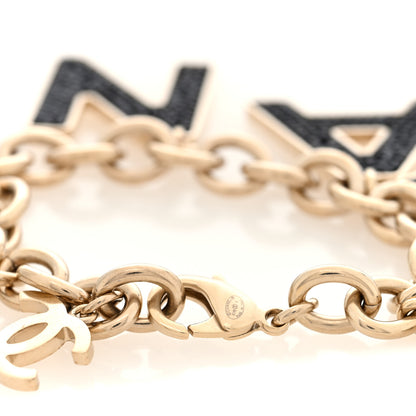 Chanel Crystal Logo Bracelet Black Gold 4 of 5