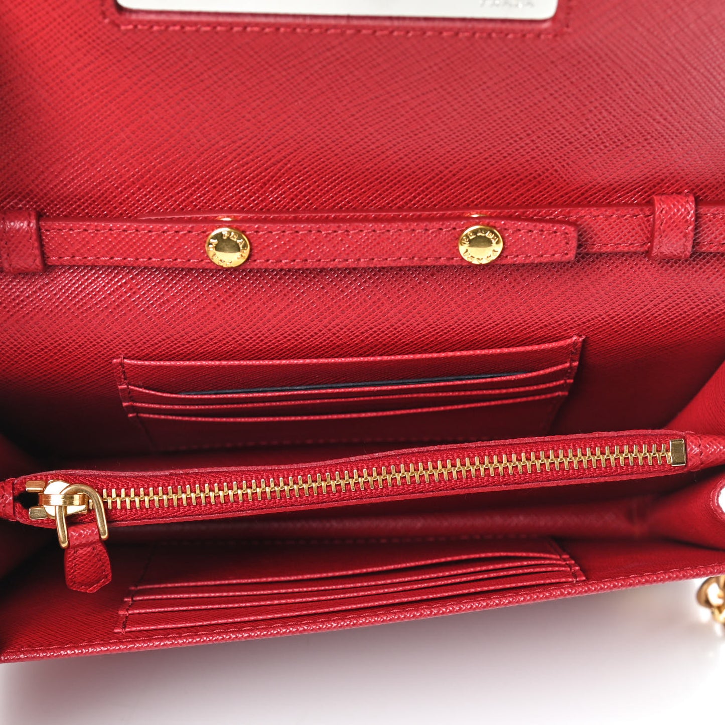 Saffiano Lux Chain Wallet Fuoco