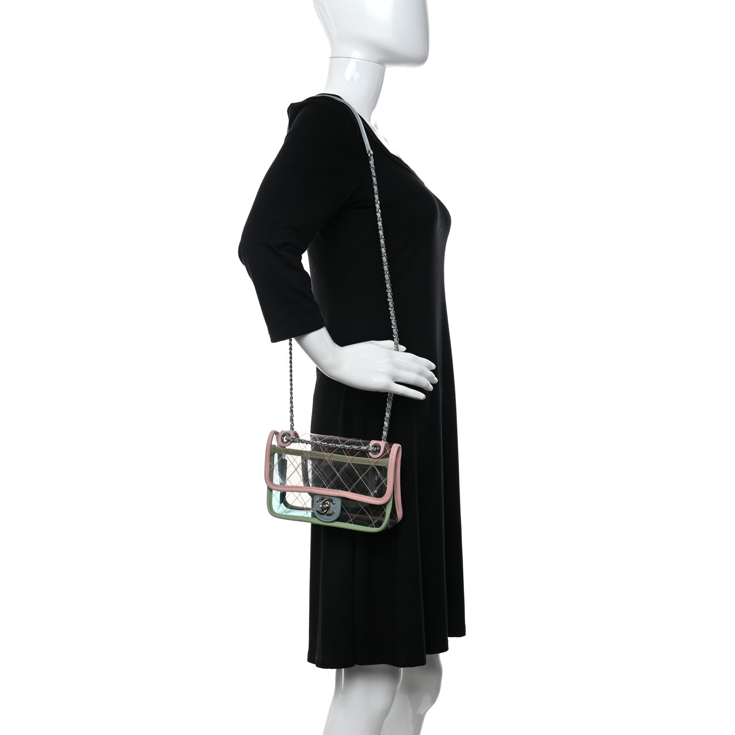Chanel Lambskin PVC Quilted Mini Coco Splash Flap Blue Green 2 of 9