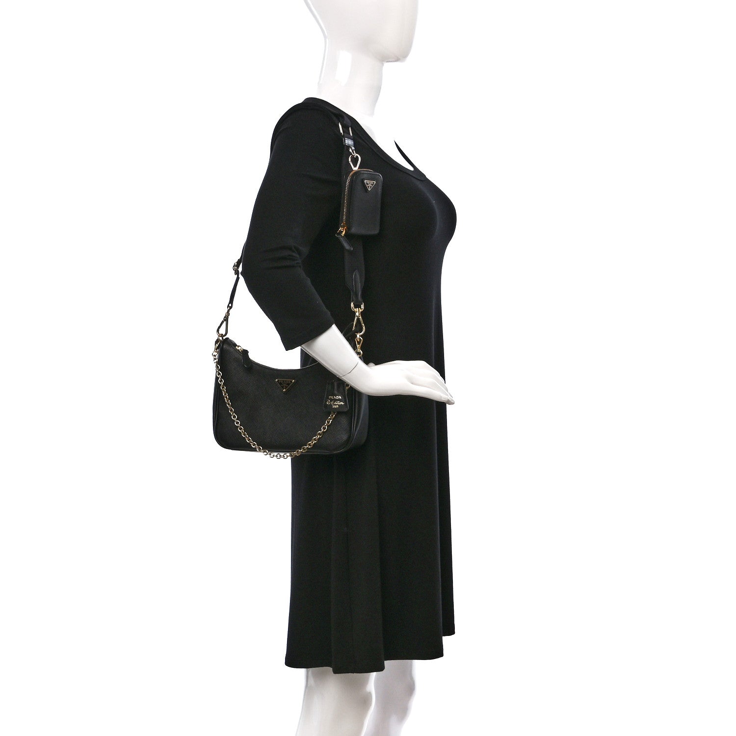 Prada Saffiano Lux Re-Edition 2005 Shoulder Bag Black 2 of 8