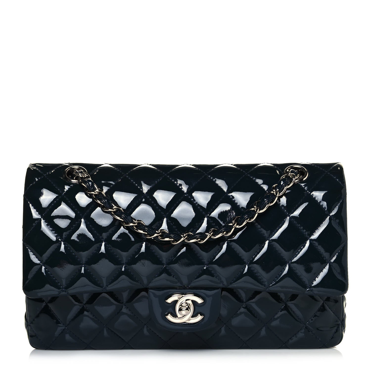 Chanel Patent Quilted Medium Double Flap Navy 1 of 10