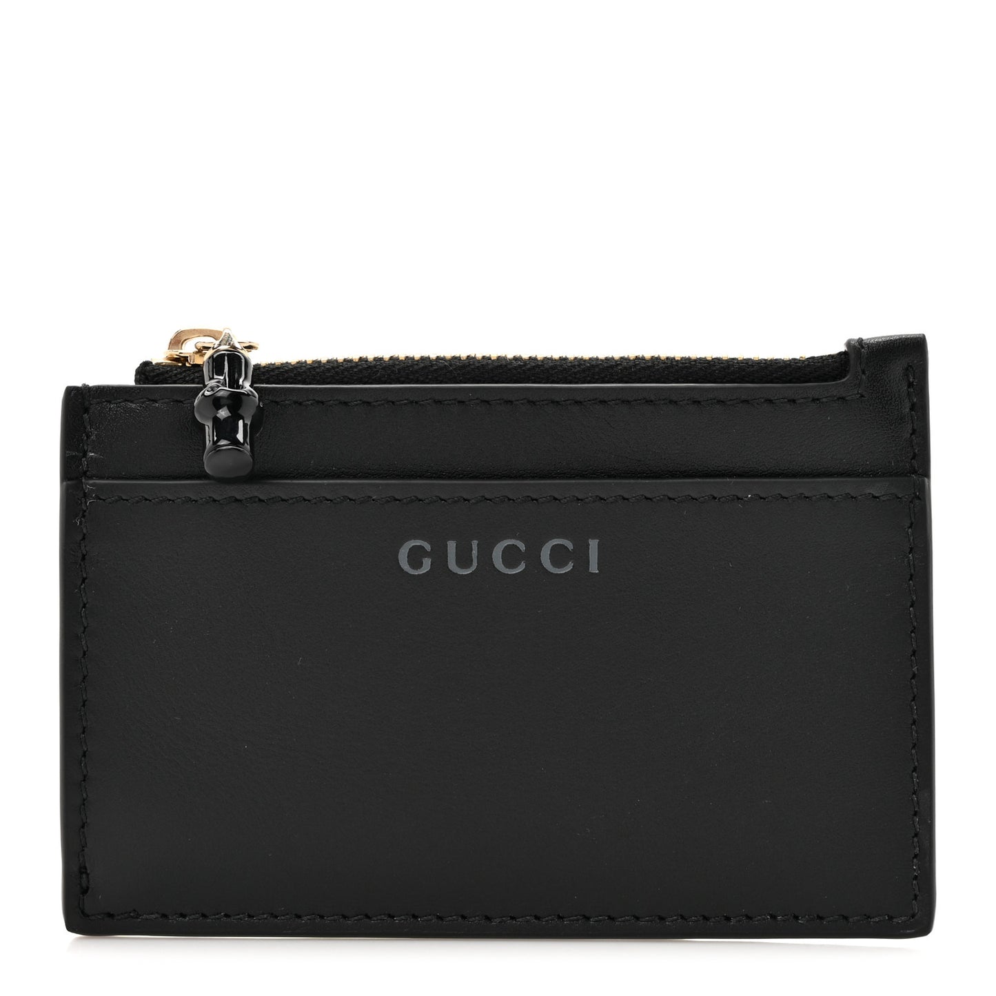 Calfskin Bamboo Coin Purse Black