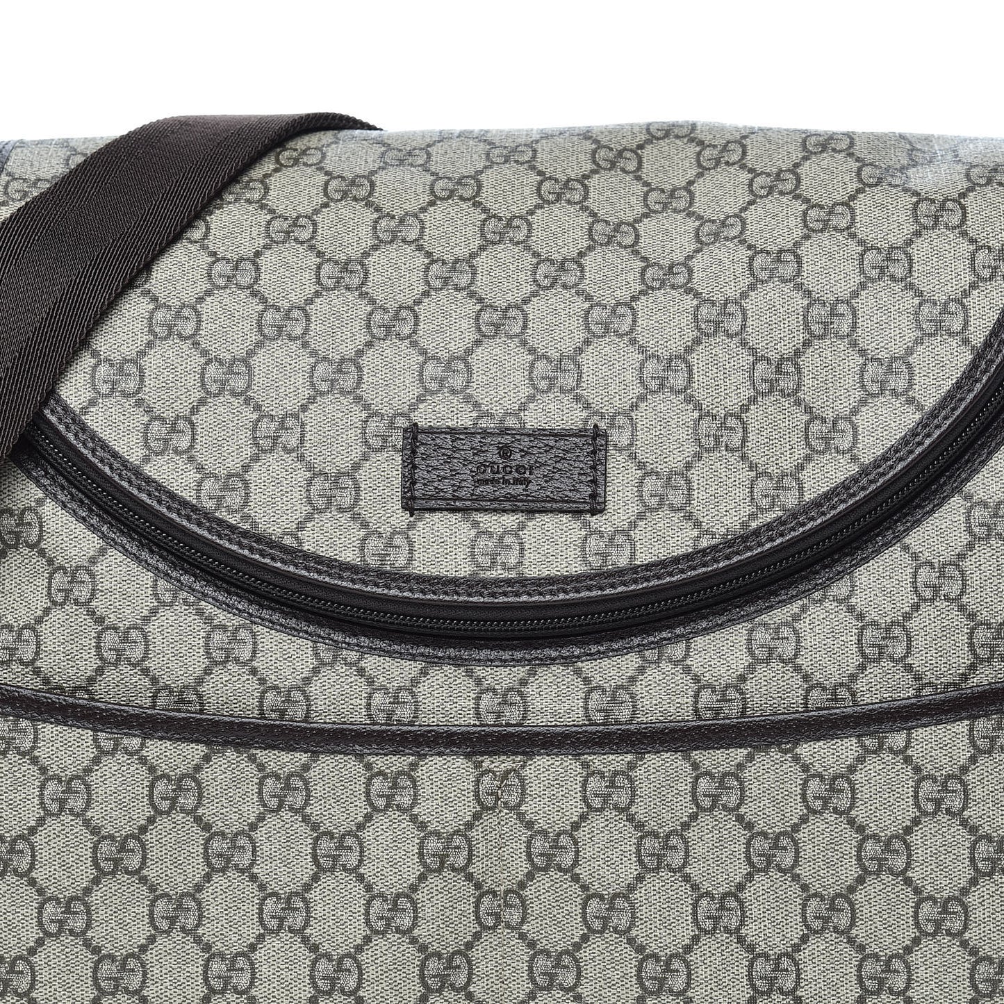 GG Supreme Monogram Selleria Calfskin Large Diaper Bag Beige Ebony Cocoa Dark Chocolate