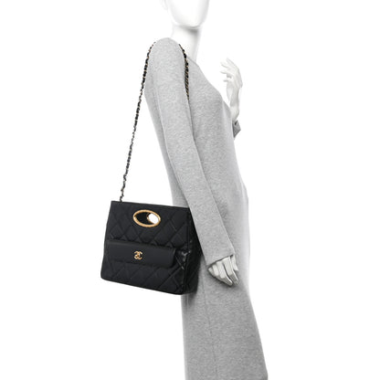 Chanel Lambskin Quilted Clutch Large Flap Bag Black 2 of 10