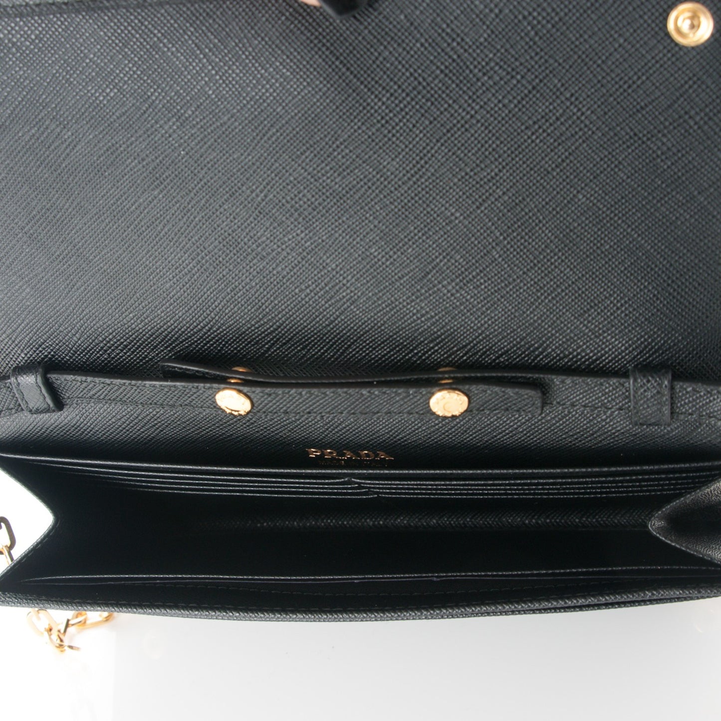 Saffiano Metal Oro Chain Wallet Nero Black