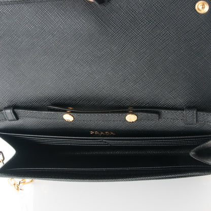 Prada Saffiano Metal Oro Chain Wallet Nero Black 6 of 7