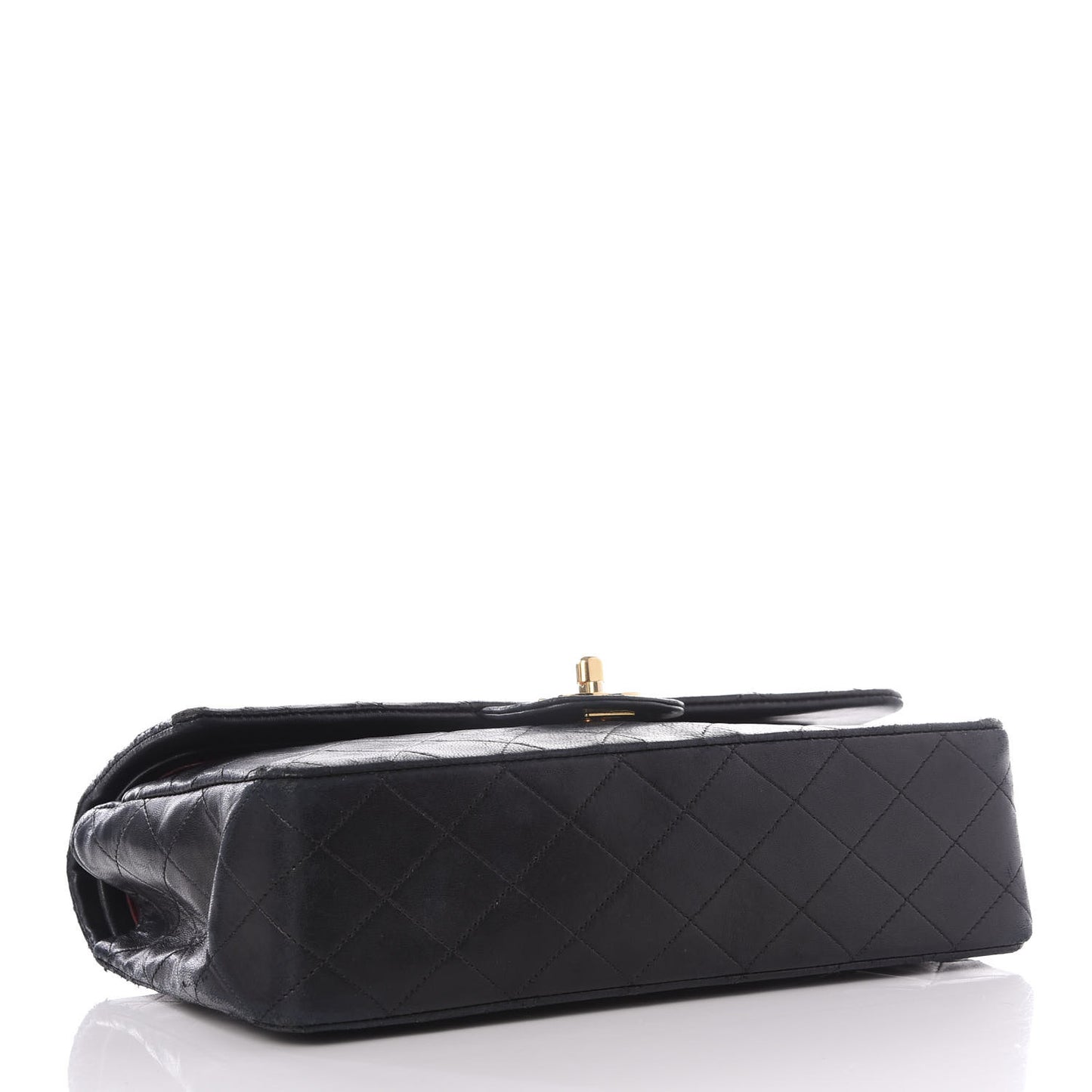 Lambskin Quilted Medium Double Flap Black