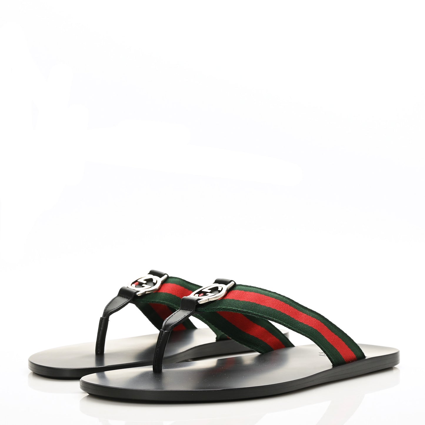 Nylon Calfskin Web Mens Thong Sandals 8 Green Red Black
