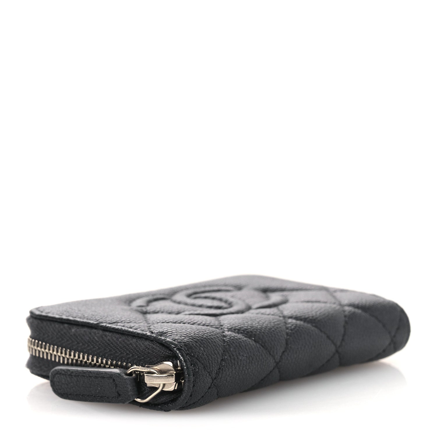 Chanel Metallic Caviar Quilted CC Zip Around Coin Purse Wallet Dark Grey 4 of 8