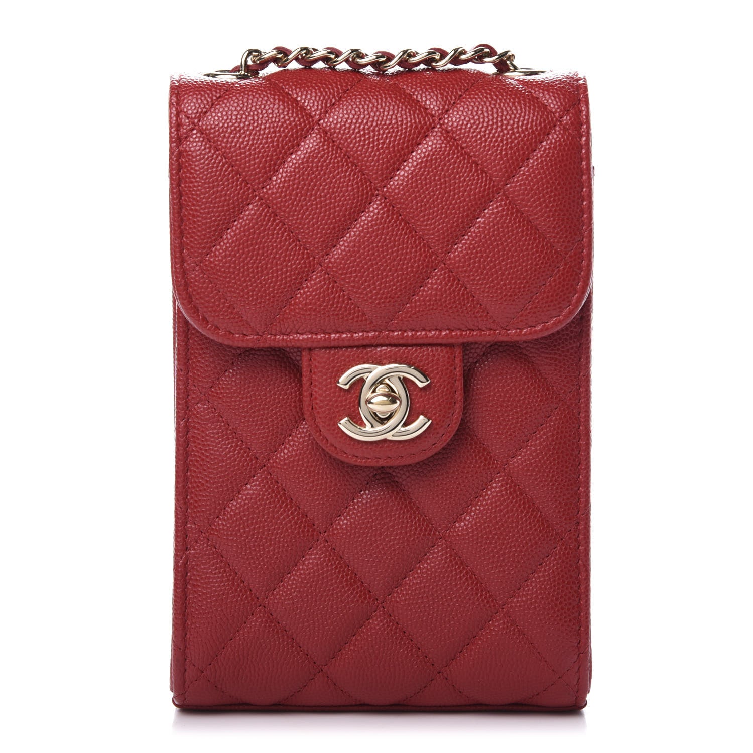 Chanel Caviar Quilted Classic Phone Holder Red 1 of 12