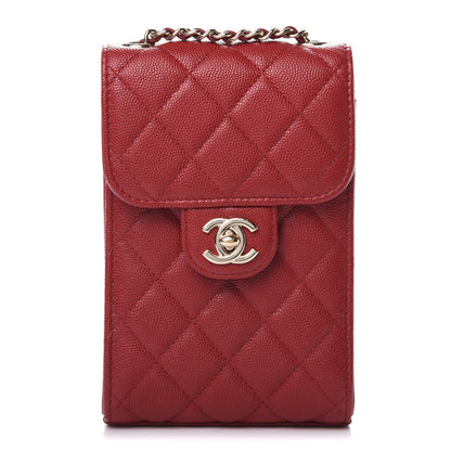 Chanel Caviar Quilted Classic Phone Holder Red 1 of 12