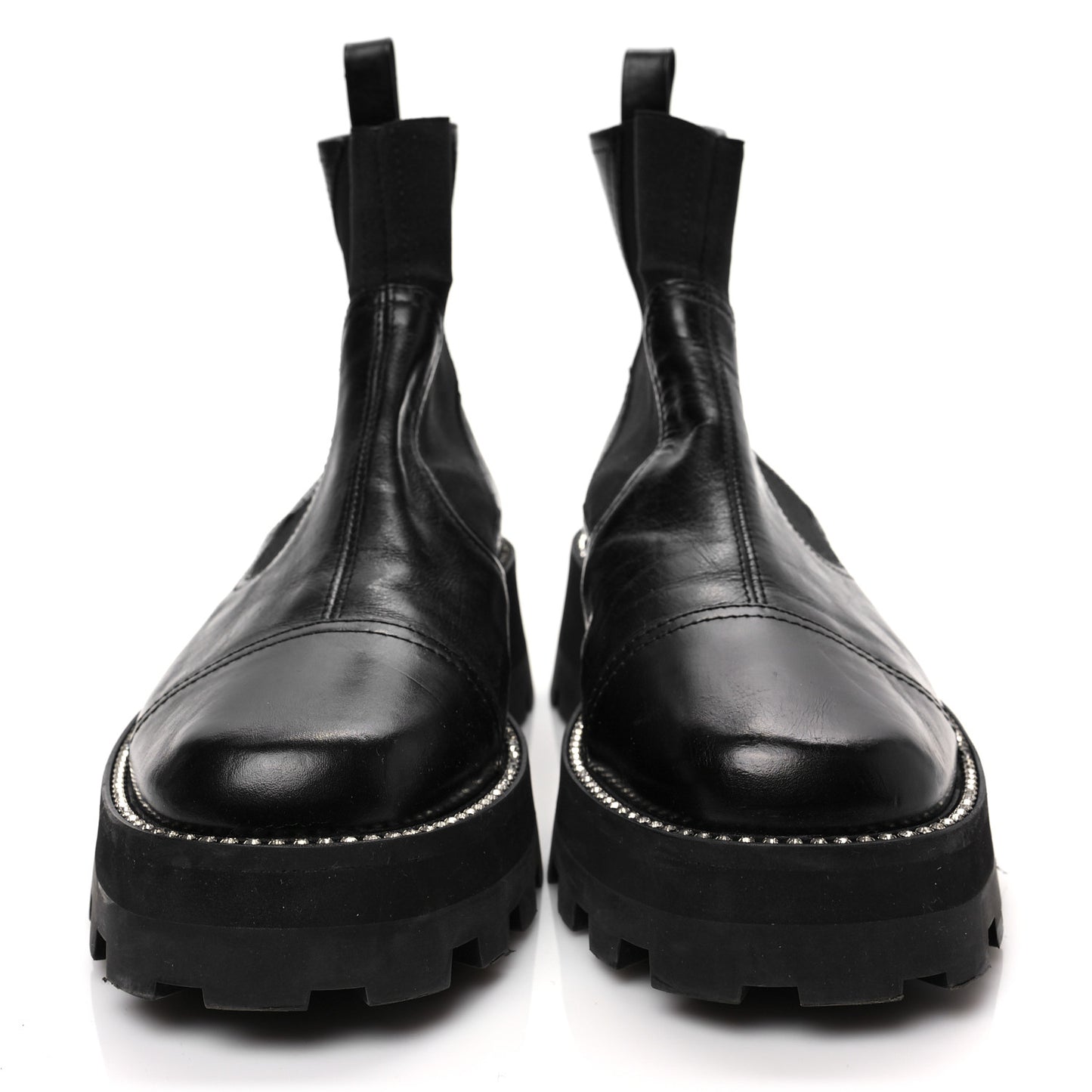 Vintage Calfskin Crystal Clayton Flat Boots 39.5 Black