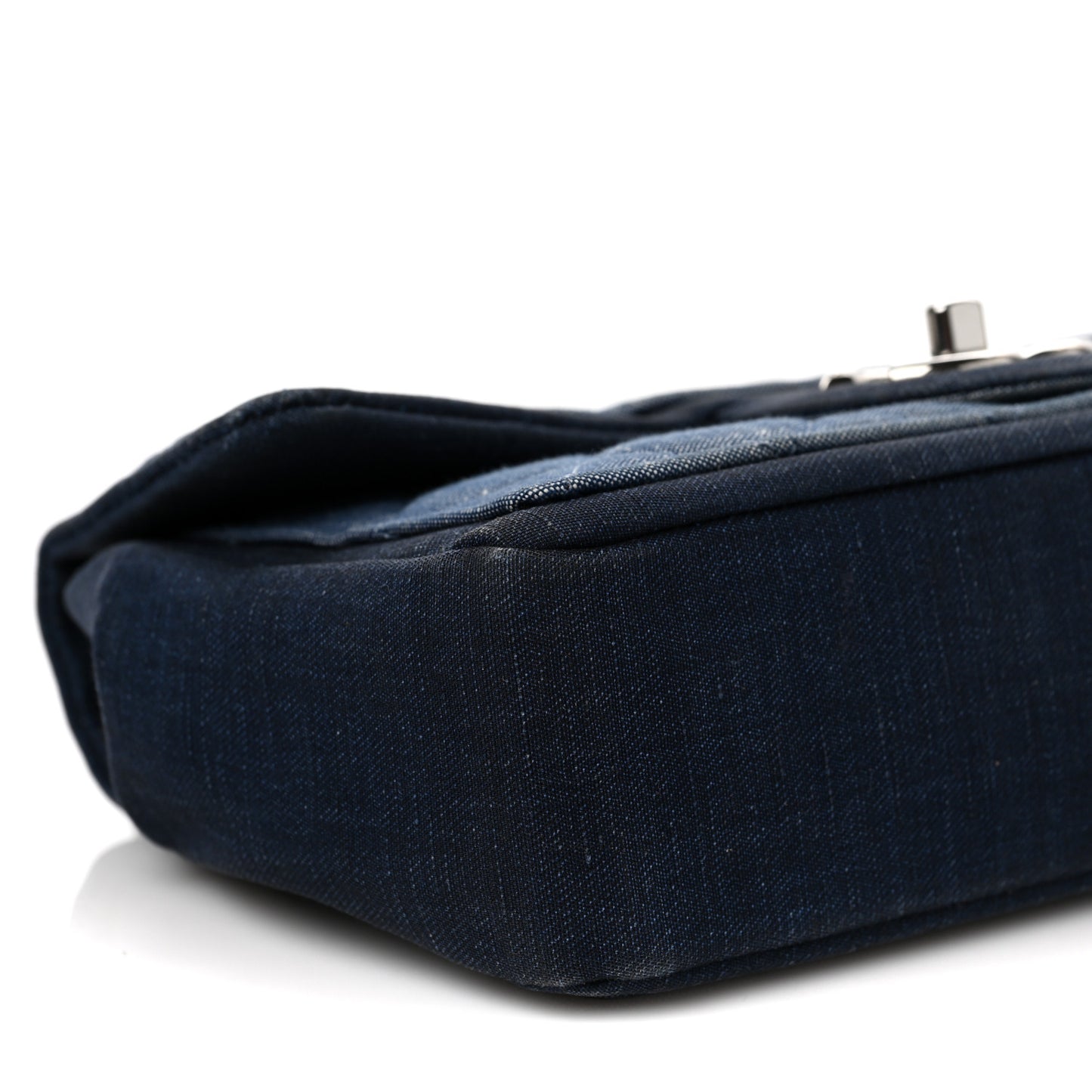 Denim Quilted Small Medallion Flap Light Blue