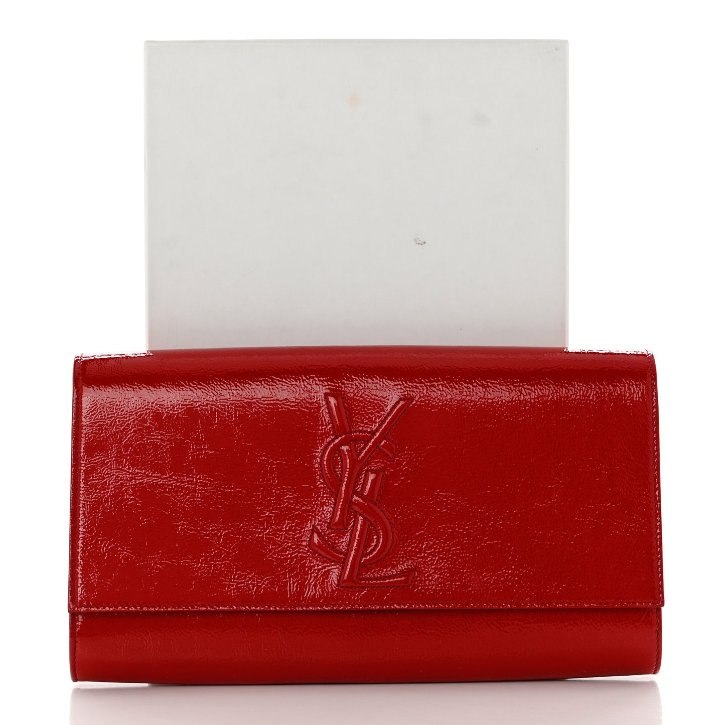 Textured Patent Monogram Large Belle De Jour Clutch Red