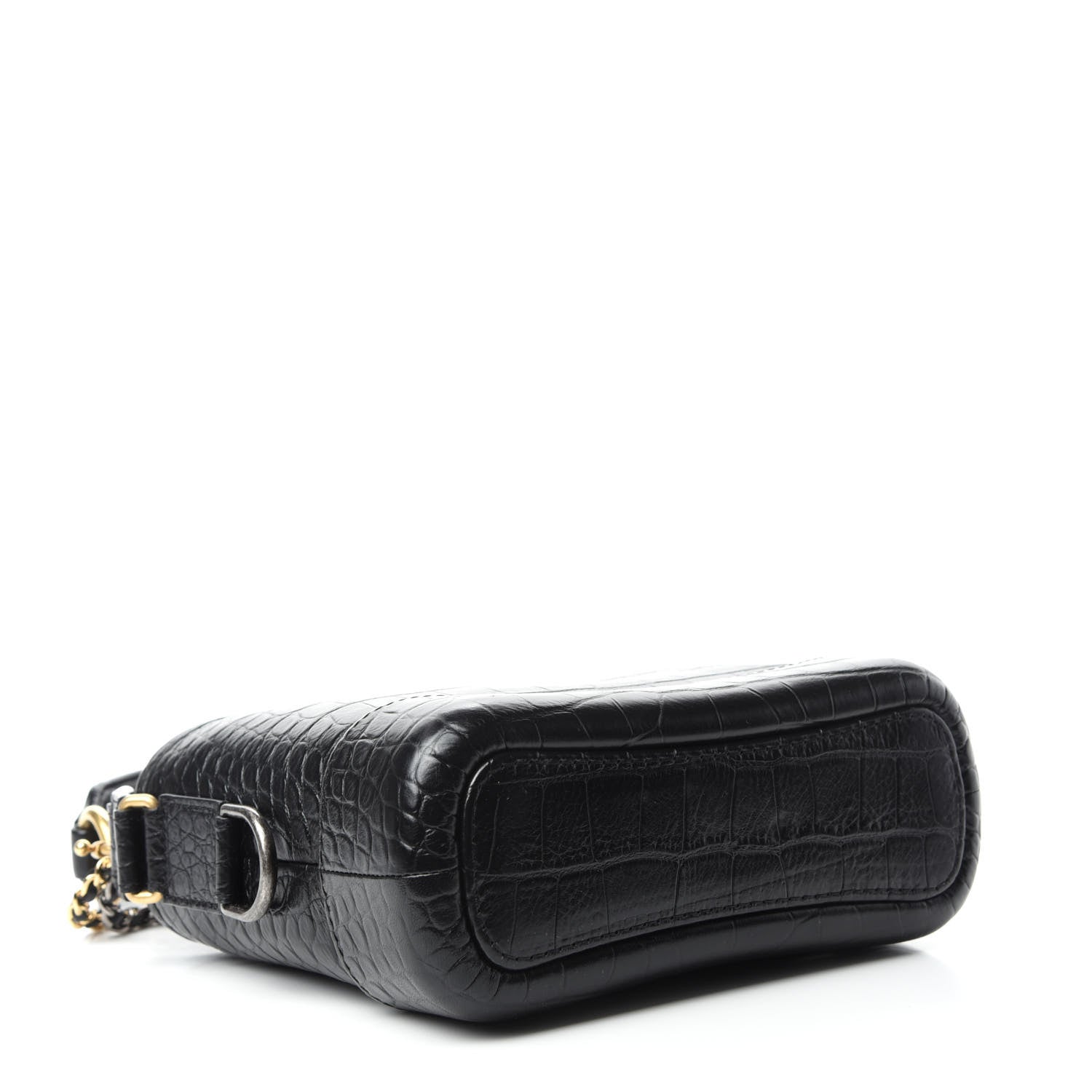 Chanel Calfskin Crocodile Embossed Small Gabrielle Cocodile Hobo Black 5 of 12