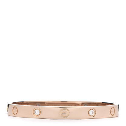 Cartier 18K Pink Gold 4 Diamond LOVE Bracelet 16 1 of 6