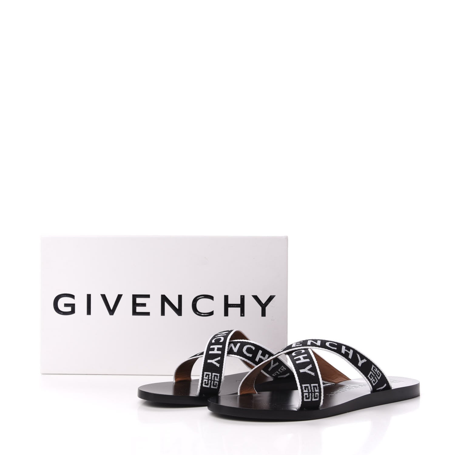 Givenchy Cotton Logo Strap Flat Sandals 40 Black White 9 of 9