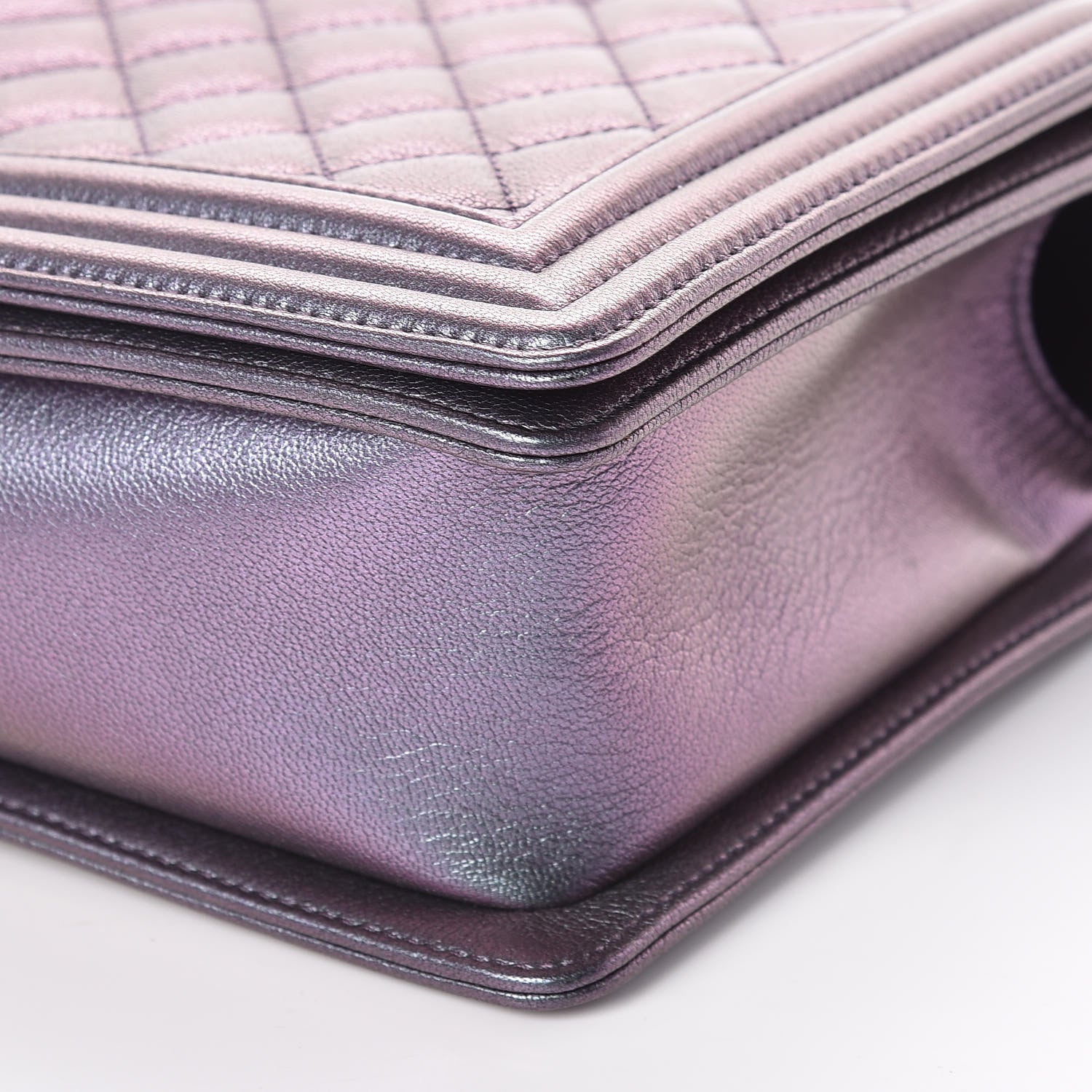 Chanel Iridescent Goatskin Quilted New Medium Boy Flap Purple 9 of 10