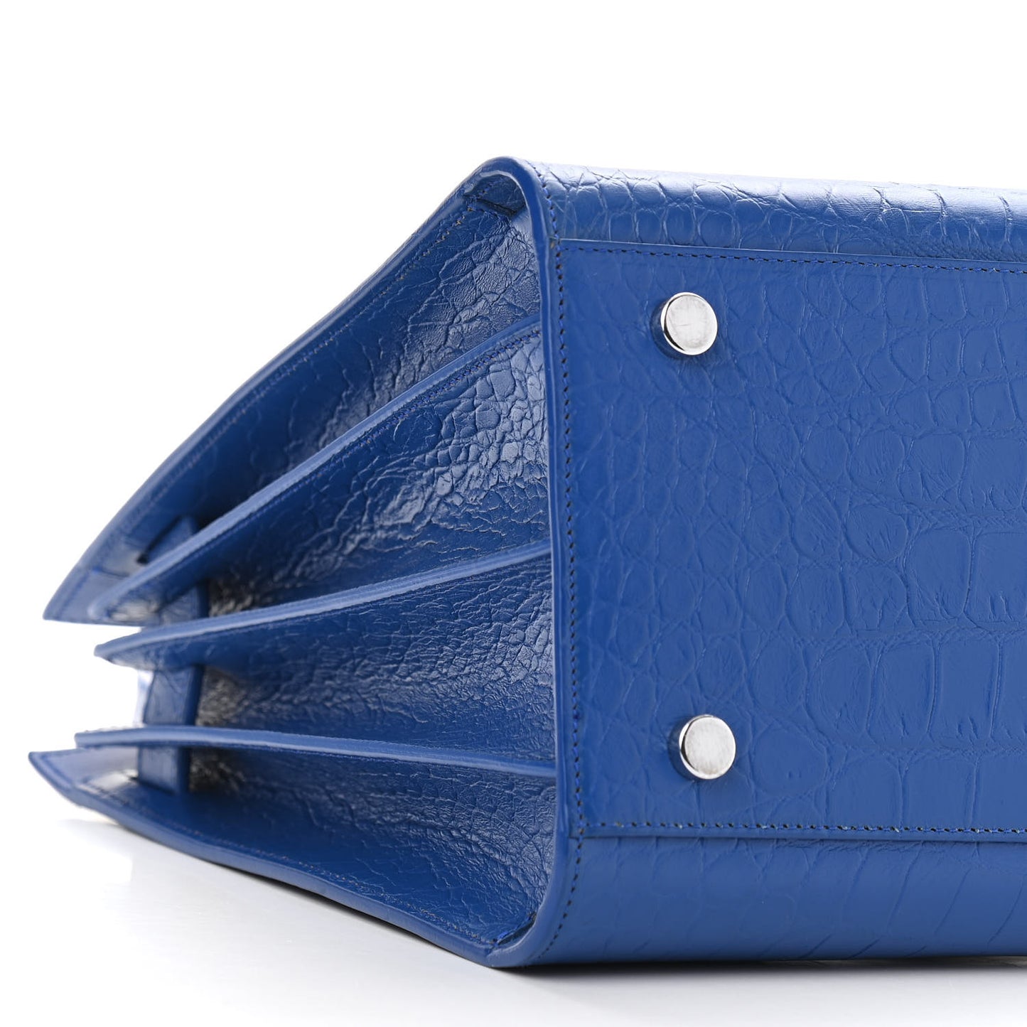Calfskin Crocodile Embossed Small Sac De Jour Royal Blue