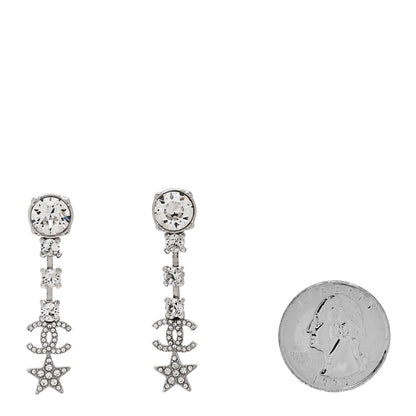 Chanel Crystal Starfall Drop CC Earrings Silver 2 of 4