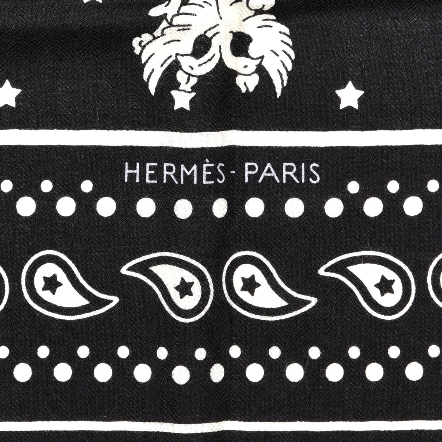 Hermes Cashmere Silk Les Cles Bandana Shawl 140 Black White 2 of 6