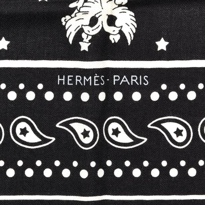 Hermes Cashmere Silk Les Cles Bandana Shawl 140 Black White 2 of 6