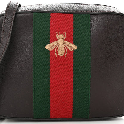 Gucci Textured Calfskin Web Small Webby Bee Shoulder Bag Brown Coffee 8 of 18