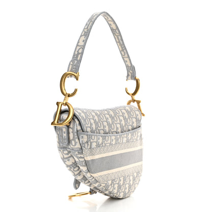 Christian Dior Oblique Embroidered Saddle Bag Gray 3 of 11