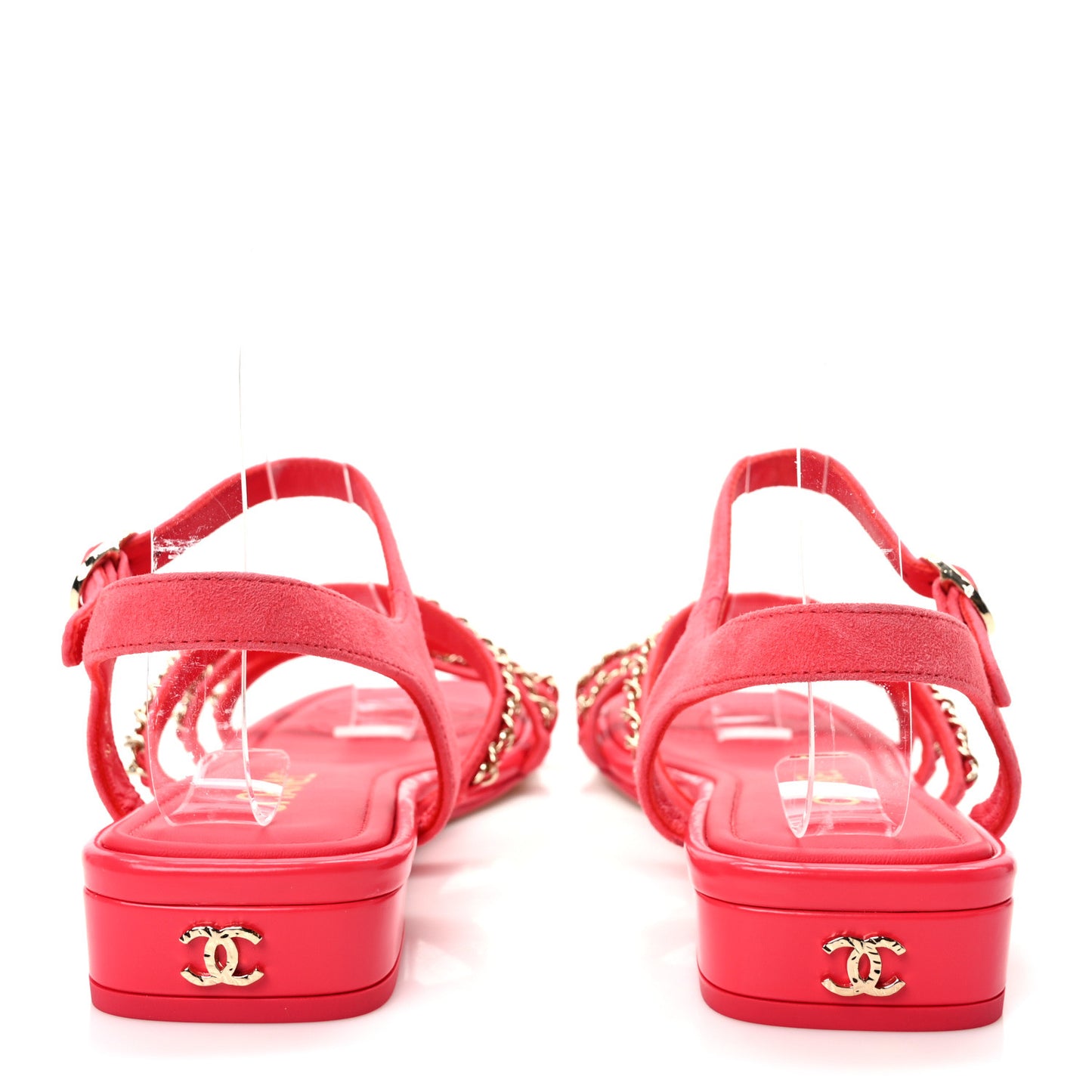 Suede Calfskin Chain Sandals 38 Fuchsia