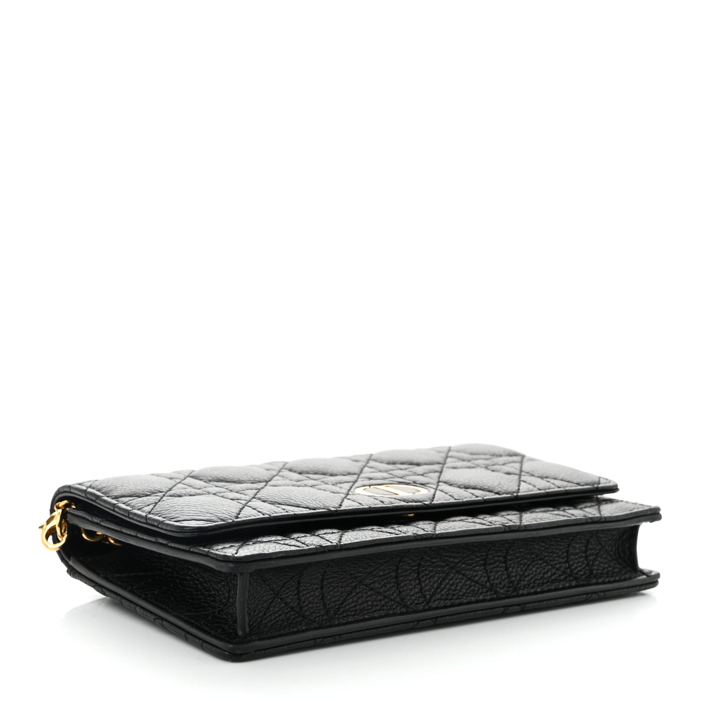 Supple Calfskin Caro Pouch with Chain Black