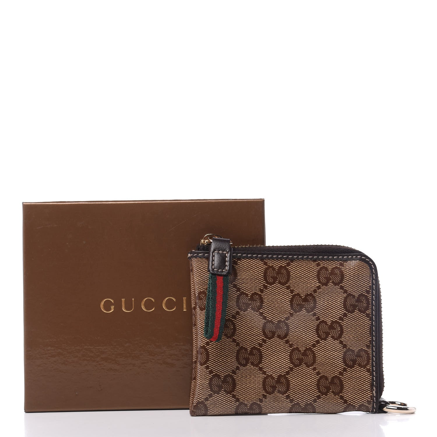 Gucci Crystal Monogram Zip Around Coin Purse Wallet Dark Brown 10 of 10