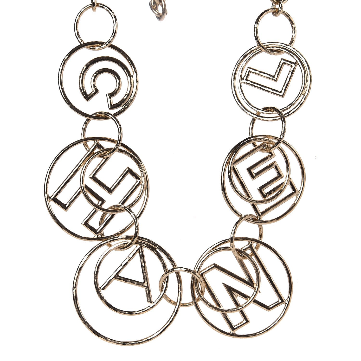 Chanel Metal Hoop Cuba Logo Necklace Gold 1 of 5