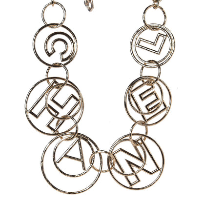 Chanel Metal Hoop Cuba Logo Necklace Gold 1 of 5