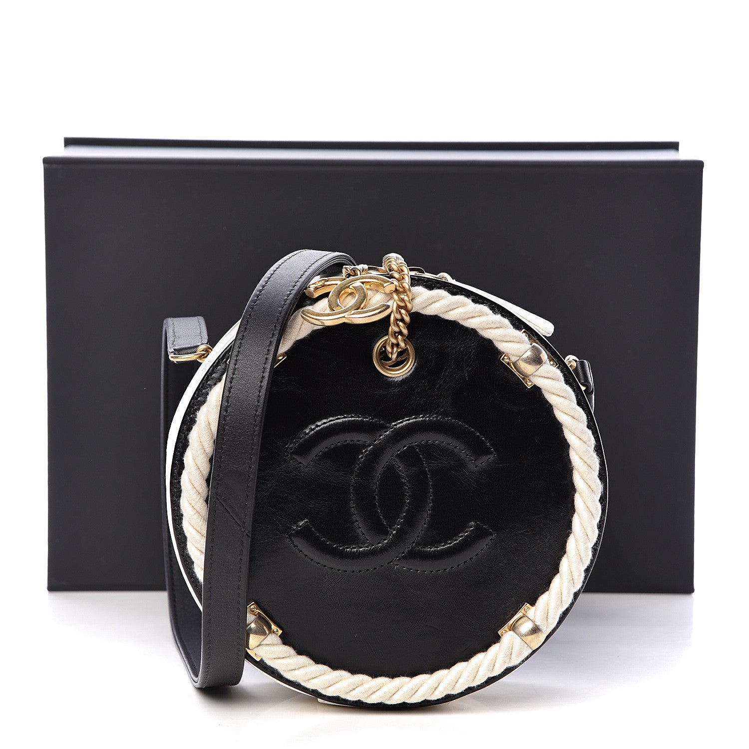 Chanel Crumpled Calfskin Cotton Small En Vogue Round Bag Black 11 of 11