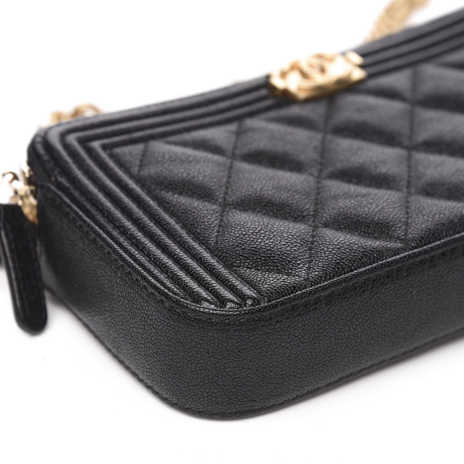 Chanel Caviar Quilted Small Boy Clutch With Chain Black 11 of 12