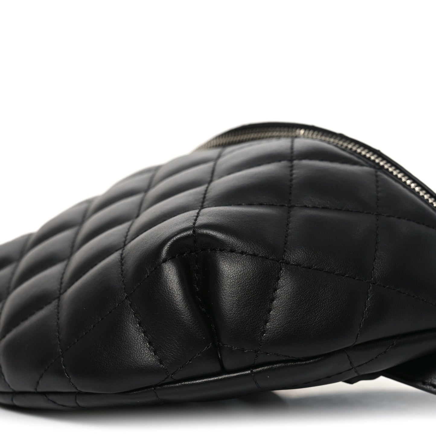 Calfskin Quilted Waist Belt Bag Black