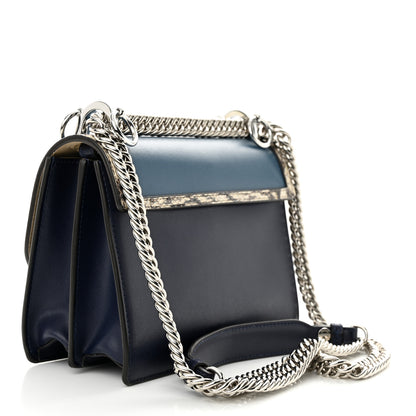 Fendi Snakeskin Vitello Liberty Elaphe Open Your Heart Small Kan I Shoulder Bag Blue Berry Balena Natural 3 of 10