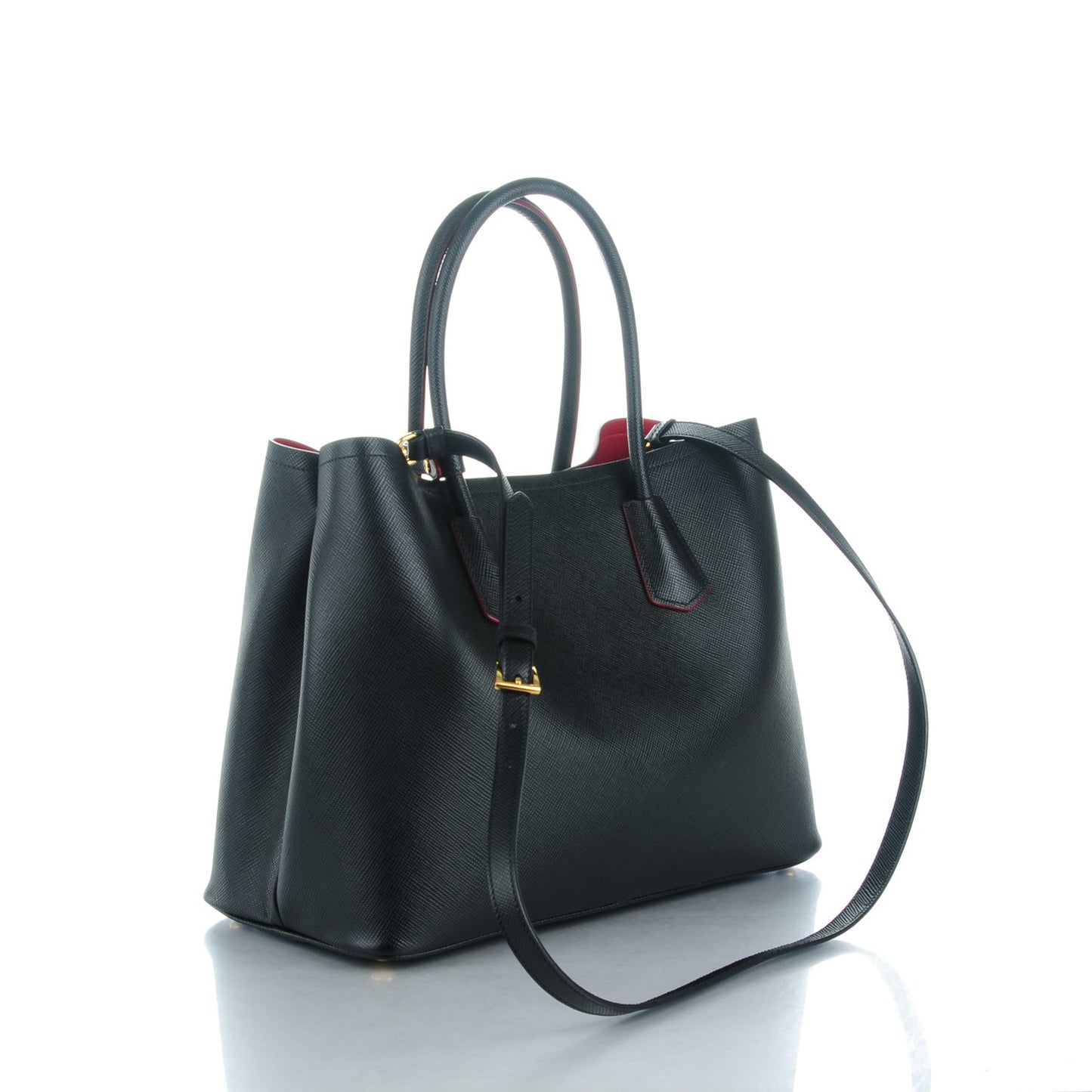 Saffiano Cuir Large Double Bag Nero Black