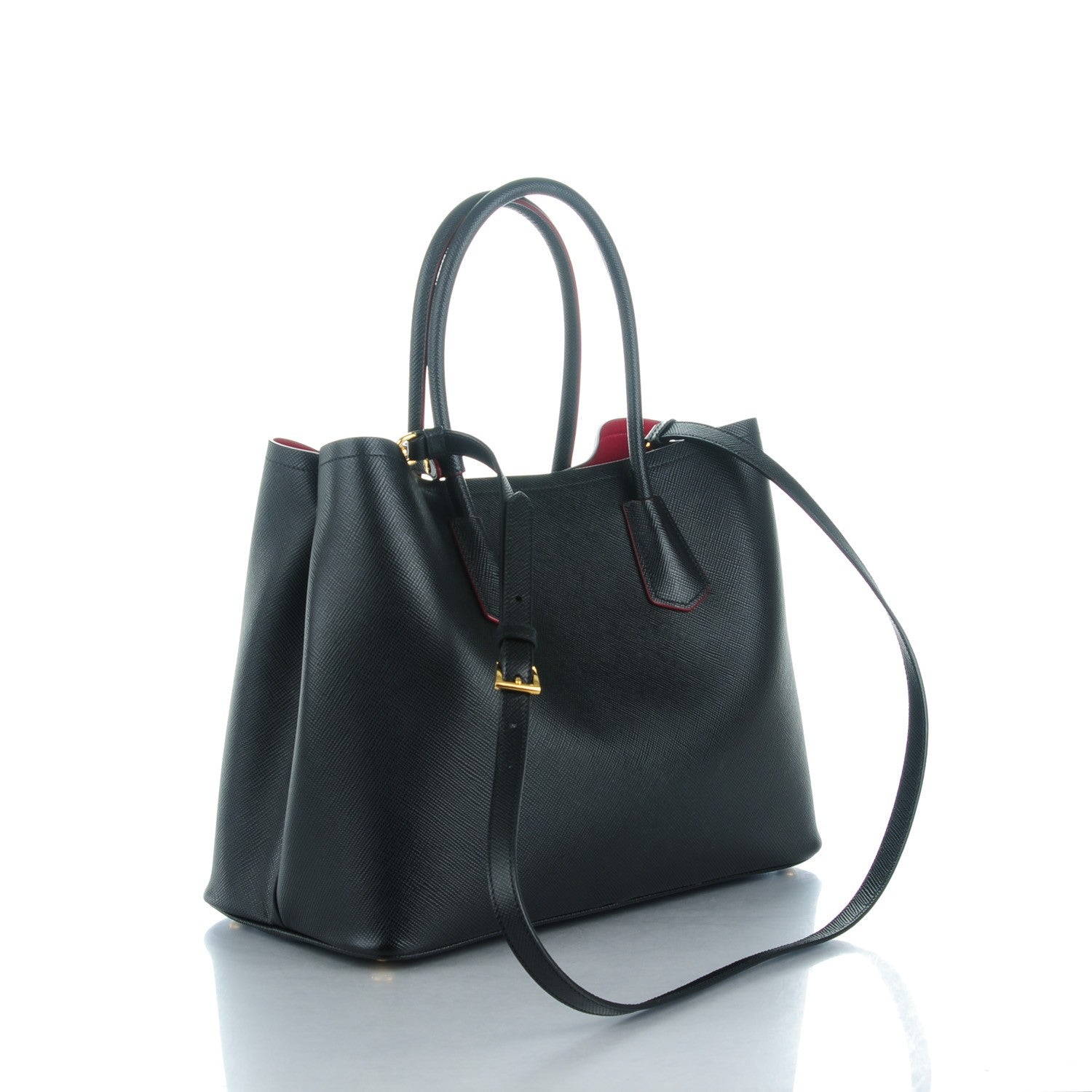 Prada Saffiano Cuir Large Double Bag Nero Black 3 of 8