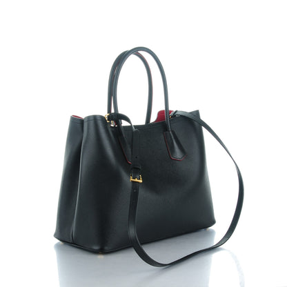Prada Saffiano Cuir Large Double Bag Nero Black 3 of 8