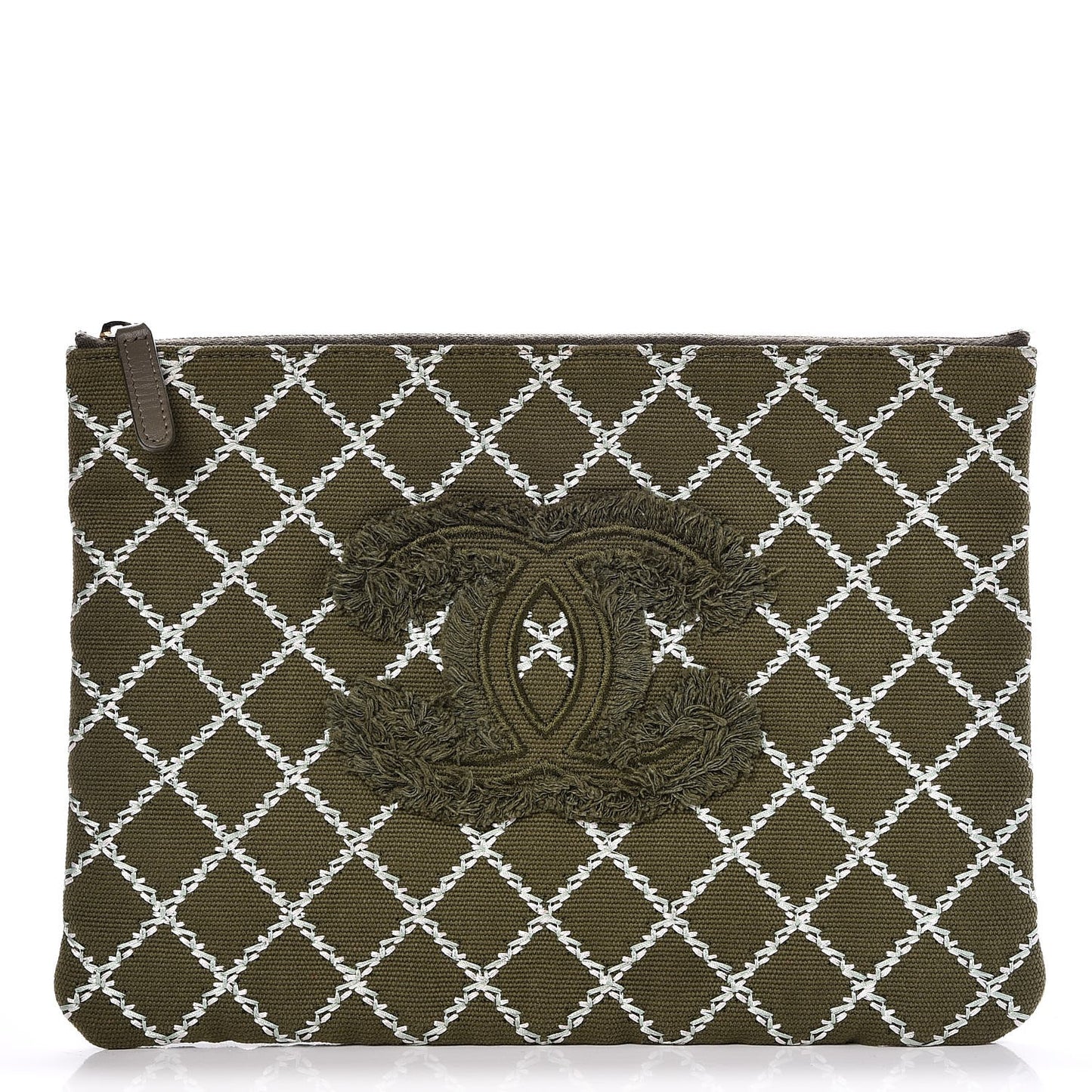 Canvas Double Stitch CC Medium Cosmetic Case Green