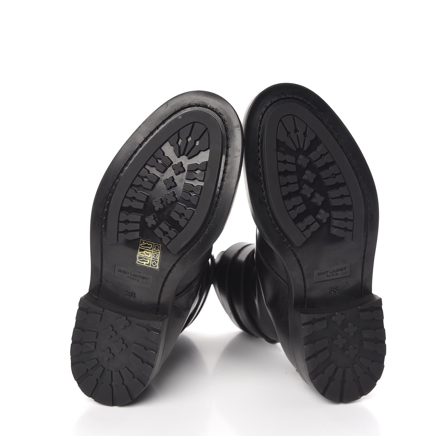 Saint Laurent Kangaroo Calfskin Embossed Army 20 Strap Boots 38 Black 5 of 9