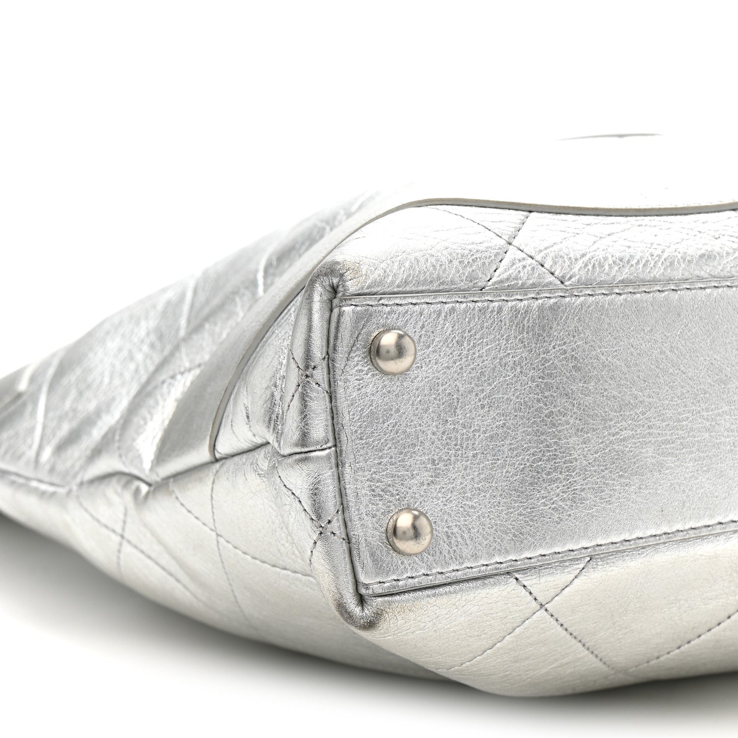 Chanel Metallic Calfskin Stitched CC Club Monaco Tote Silver 9 of 12