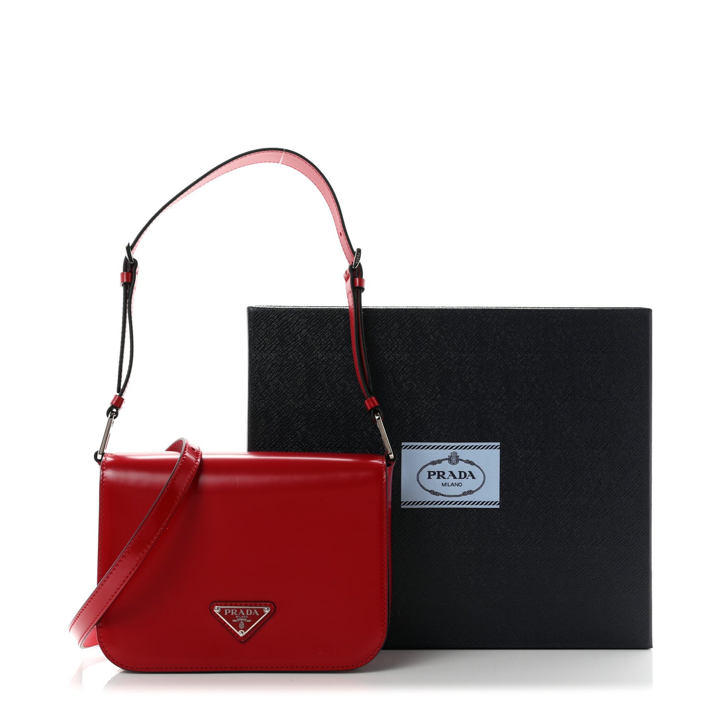 Spazzolato Flap Shoulder Bag Scarlatto