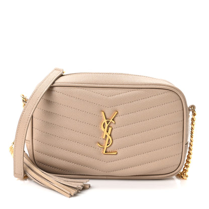 Saint Laurent Grain De Poudre Matelasse Monogram Mini Lou Camera Bag Dark Beige 1 of 11