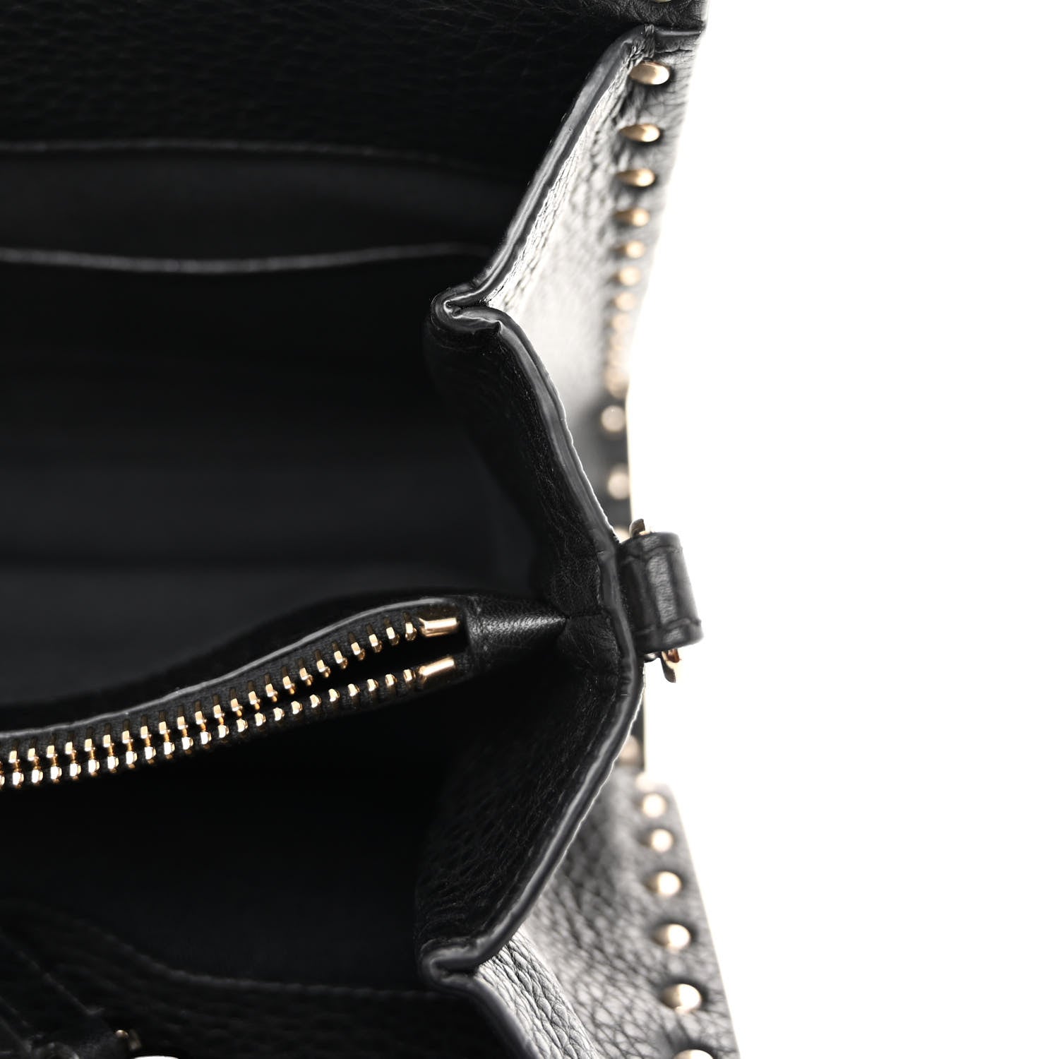 Valentino Garavani VALENTINO GARAVANI Grained Calfskin Rockstud Flip Lock Tote Black 10 of 11