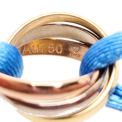 Cartier 18k Pink Yellow White Gold Trinity Adjustable Cord Bracelet Blue 3 of 5