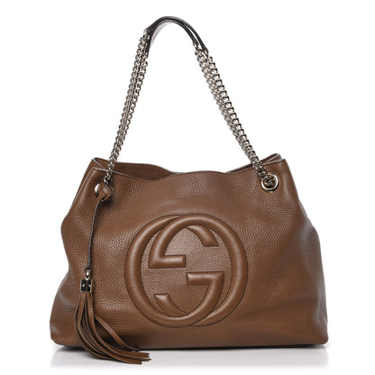 Gucci Pebbled Calfskin Medium Soho Chain Shoulder Bag Maple Brown 1 of 7