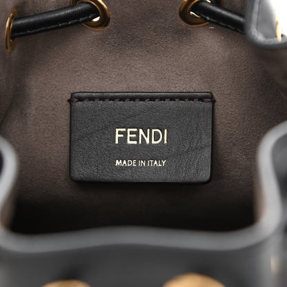 Fendi Vitello Liberty Elaphe F is Fendi Floral Embroidered Mini Mon Tresor Bucket Bag Black Nocciola 6 of 9