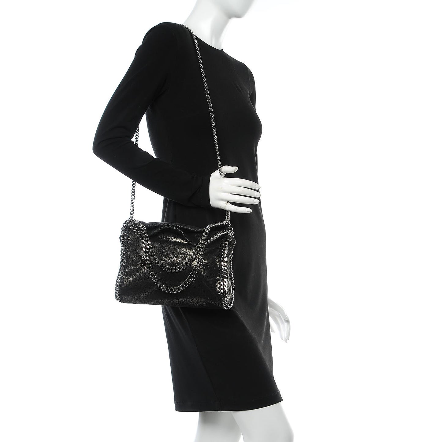 Shaggy Deer Mini Falabella Fold Over Tote Ruthenium